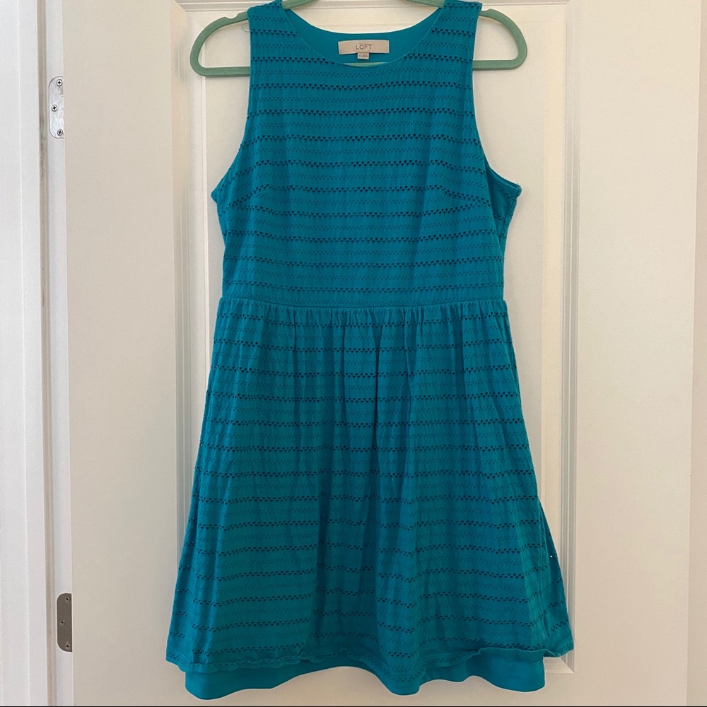 LOFT Teal Eyelet Dress